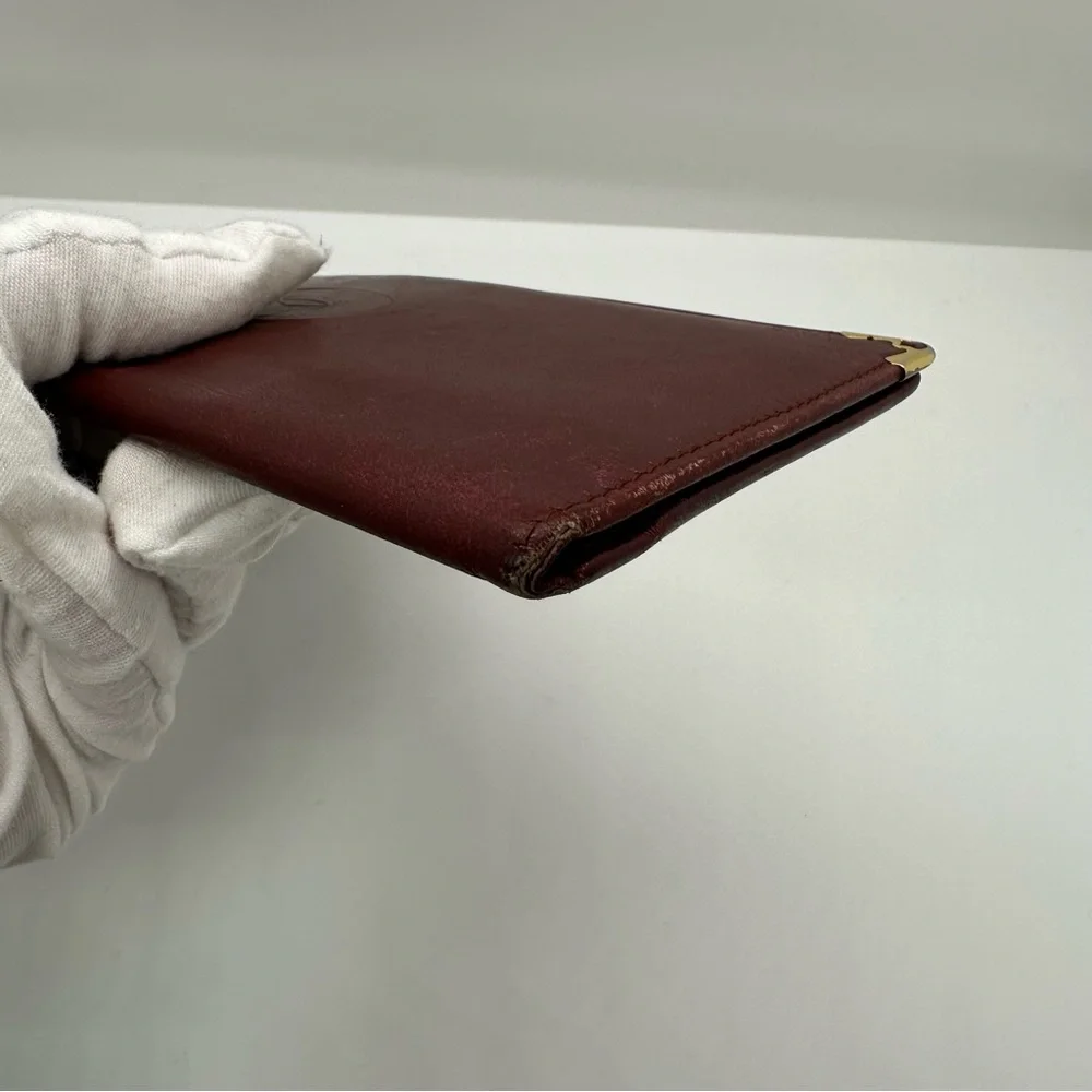 Cartier | Must Have Red Gold Plated Corners Long Bill Wallet Card Holder